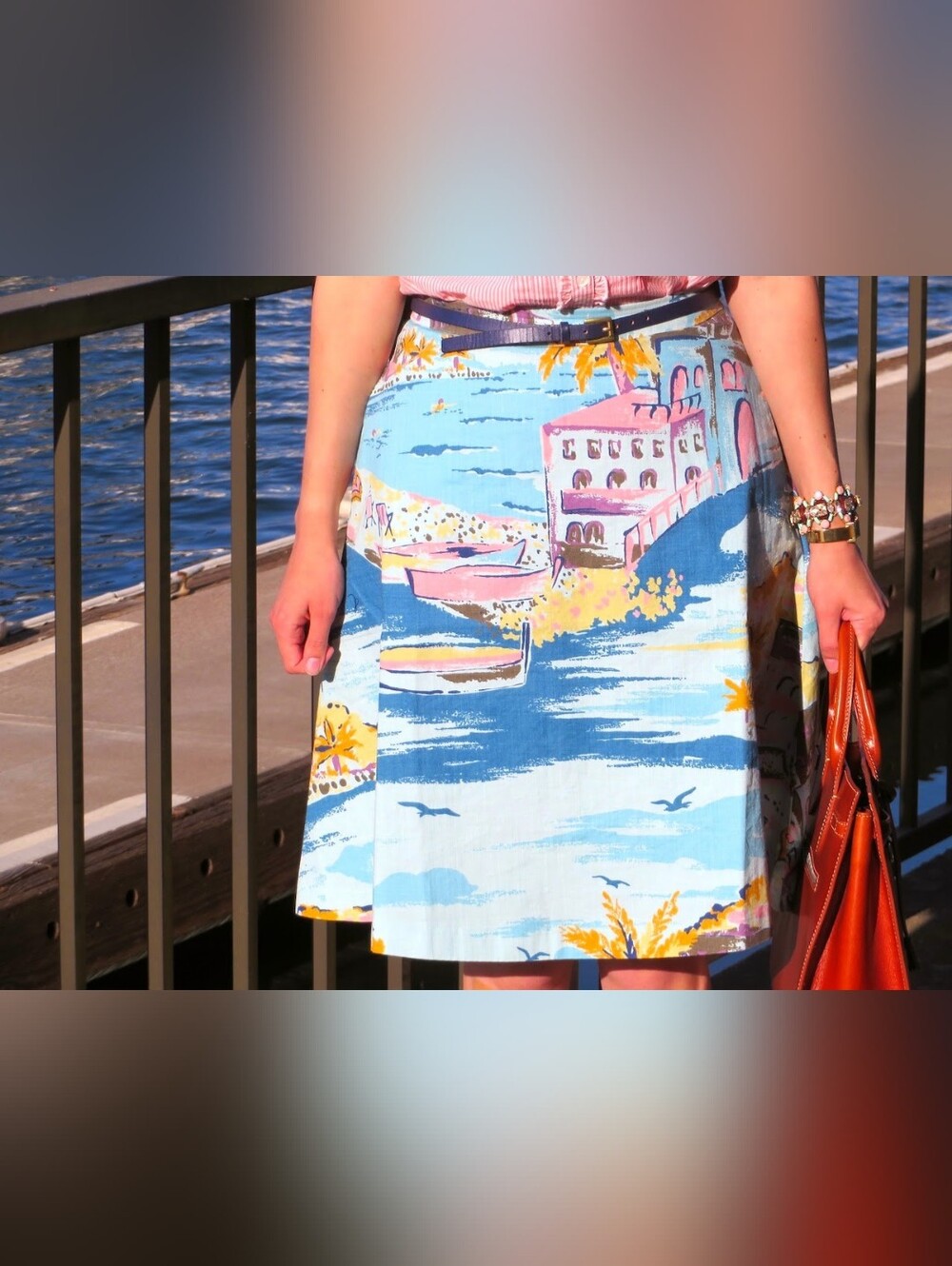 NWOT Boden Scenic Print A-Line Skirt Sz 6 100% Cotton Boat Island Resortwear 🌴